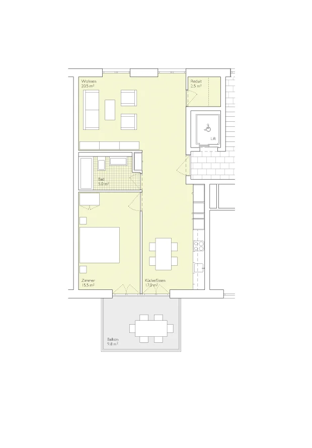Wohnungstyp B2 Farbe 100
