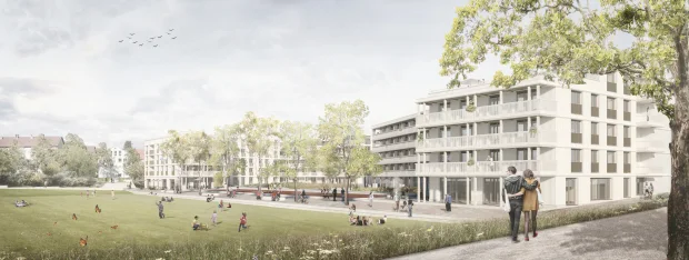 Mutachstrasse Blick zur Wohnsiedlung